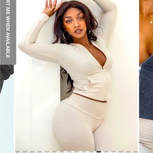 Cropped Naturyl by Niykee Creme Zip Up